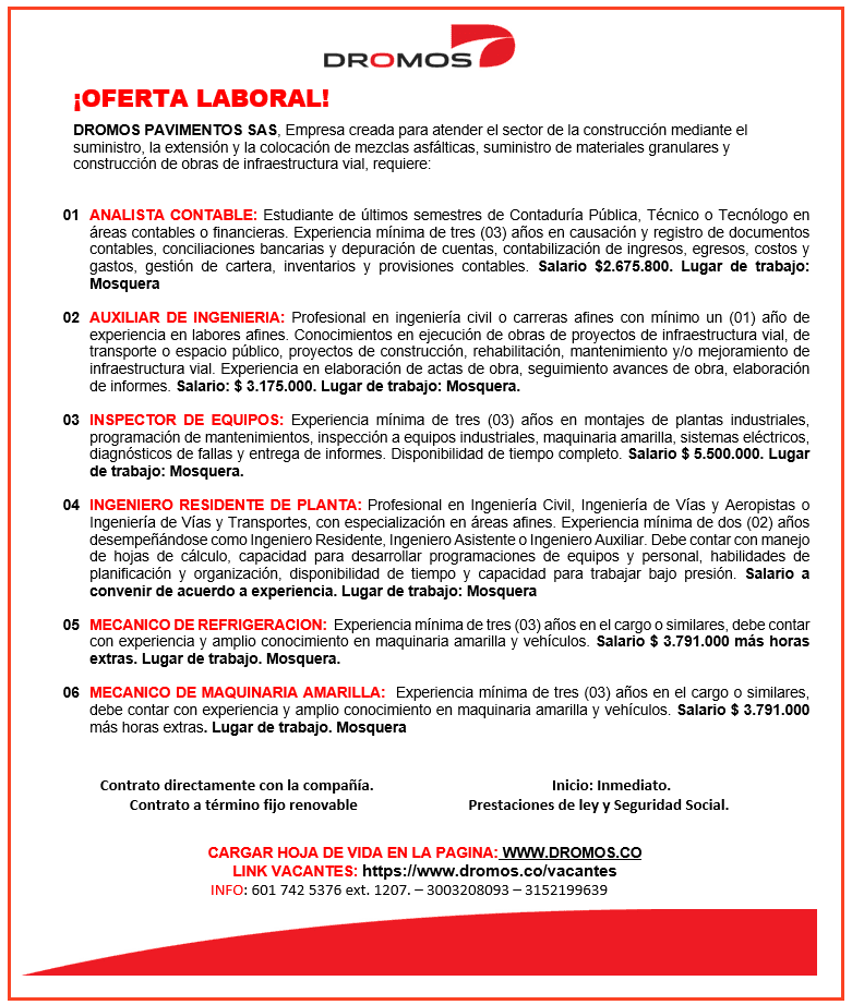 VACANTES MOSQUERA